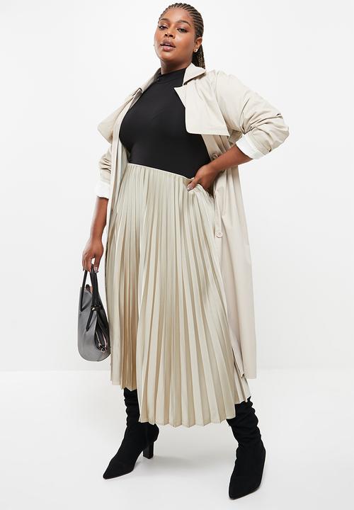 MANGO - Plus skirt plisado - light beige