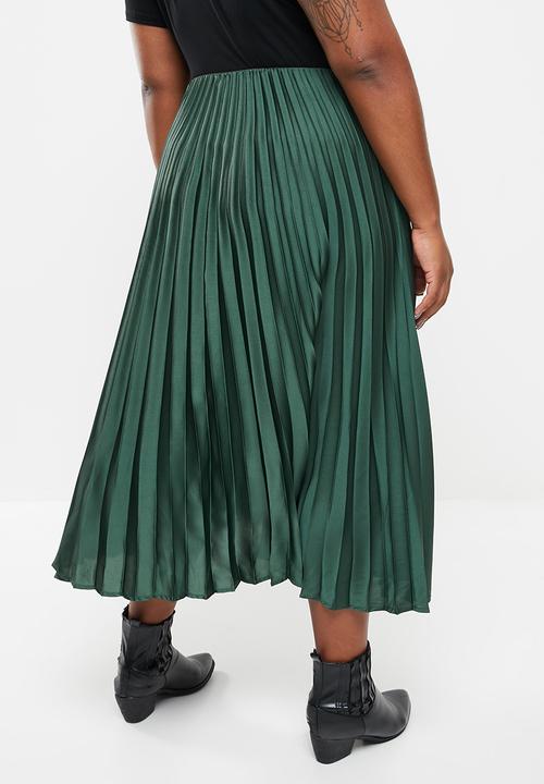 MANGO - Plus skirt plisado - green