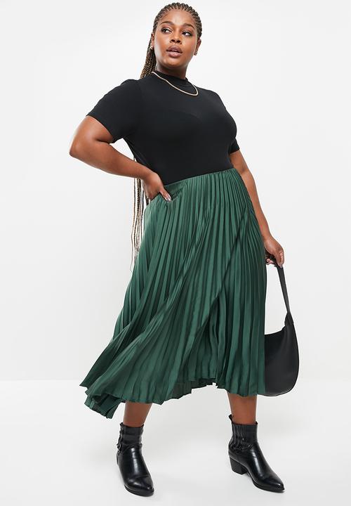 MANGO - Plus skirt plisado - green