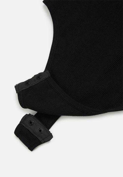 KANGOL - Strappy ribbed bodysuit with cf print - black