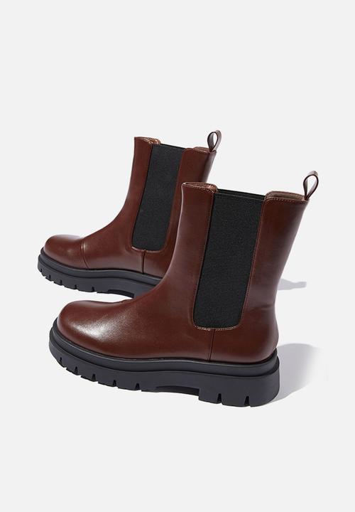 Cotton On - Maze combat midi gusset boot - chocolate 