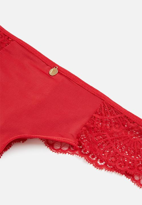 KANGOL - 2 Pack mf & lace thong - red/black