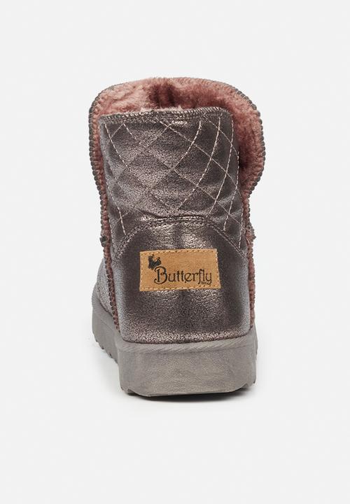 Butterfly Feet - Cozy 1 slipper boot - pewter