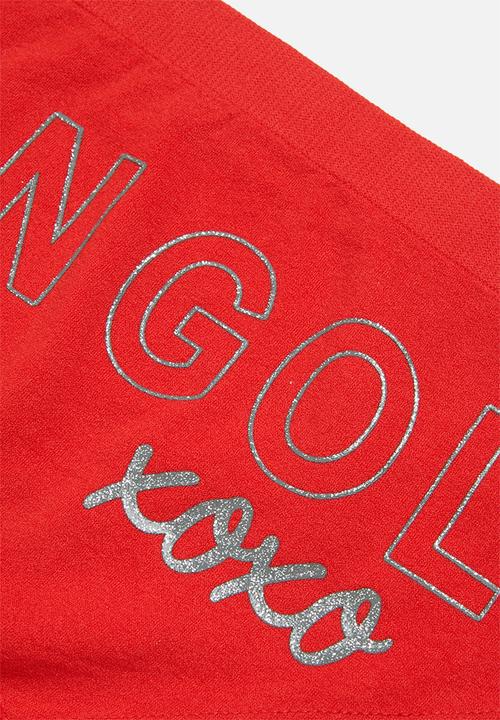 KANGOL - 2 Pack seamless midi boyleg with front placement print  - black & red