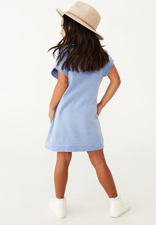 Cotton On - Dolly fleece dress - dusk blue & future world leader