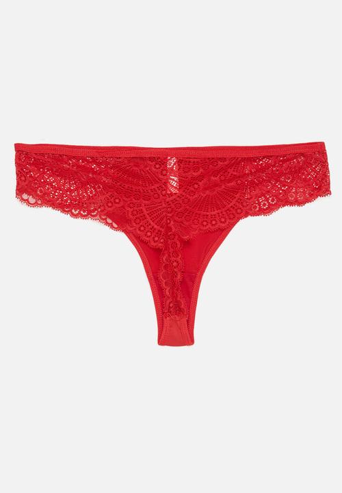 KANGOL - 2 Pack mf & lace thong - red/black