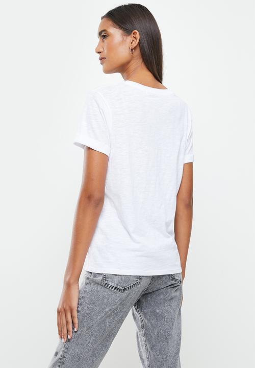 GUESS - Es short sleeve Guess 1981 roll cuff tee - white