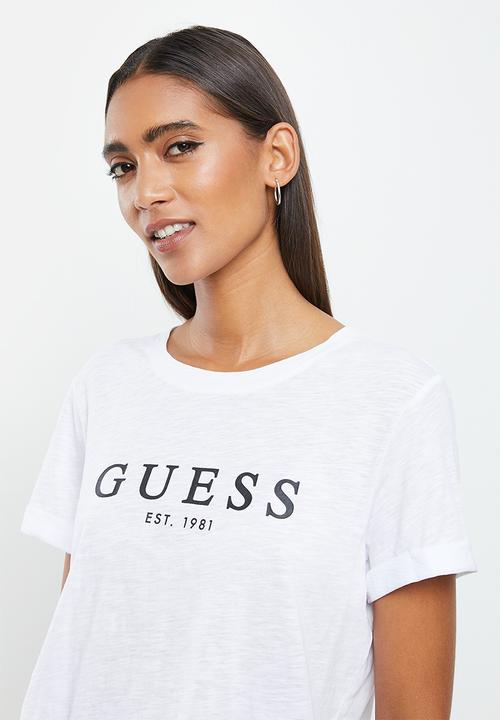GUESS - Es short sleeve Guess 1981 roll cuff tee - white
