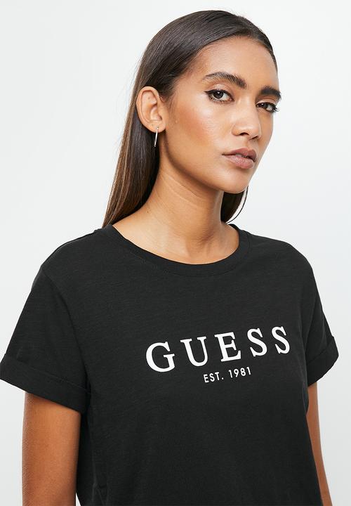 GUESS - Es short sleeve Guess 1981 roll cuff tee - jet black