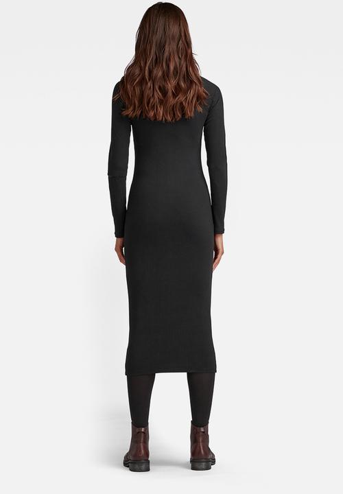 G-STAR - Slim rib hidden pocket dress - black