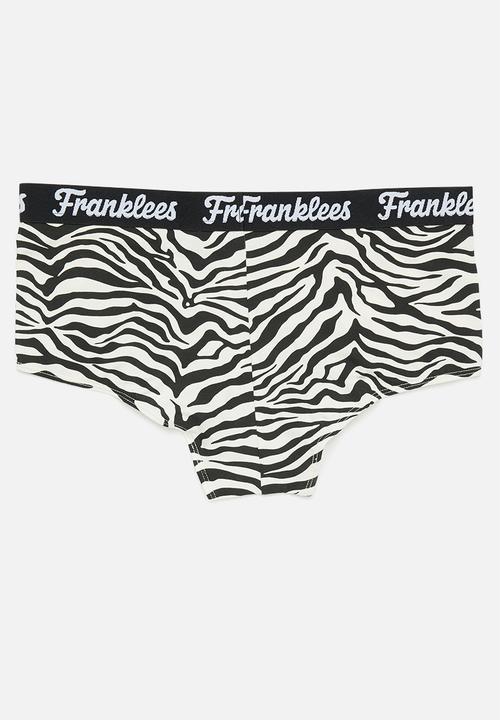 Franklees - Way outta line high waisted hipster - black & white 