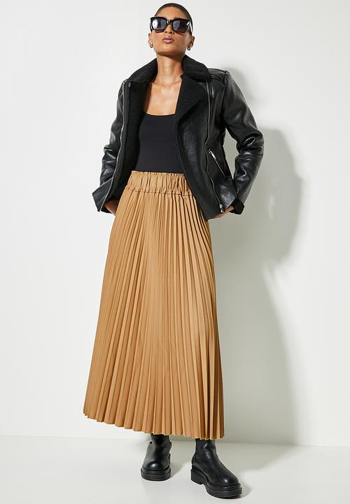 Superbalist - Pleated midi skirt - camel