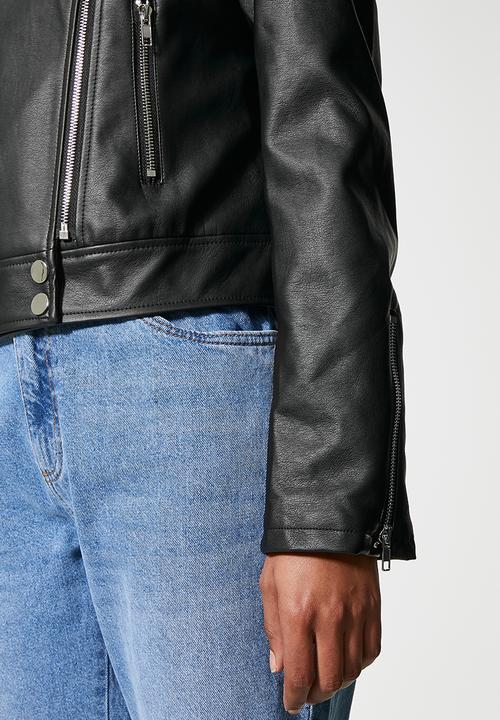 Superbalist - Leather look biker jacket - black1