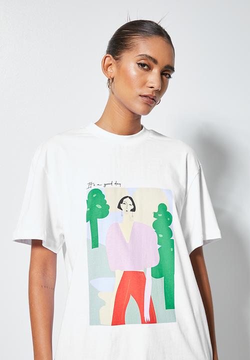 Superbalist - Longline graphic tee - white