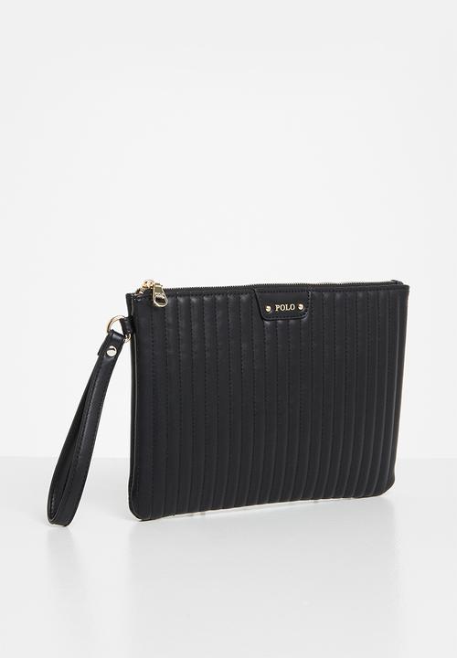 POLO - Quilt wrist clutch bag - black