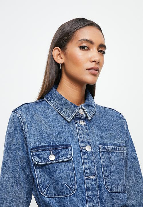 ONLY - Nicoline long belt jacket - medium blue denim