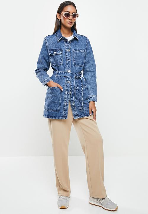 ONLY - Nicoline long belt jacket - medium blue denim