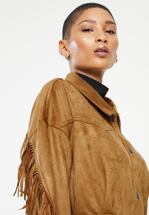 ONLY - Roxanne fringe shacket - toasted coconut