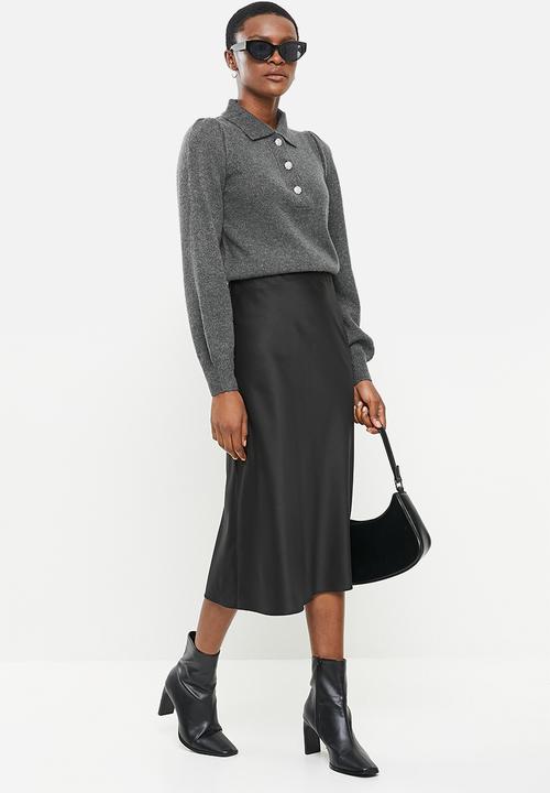 Jacqueline de Yong - Rue long sleeve collar button pullover - grey