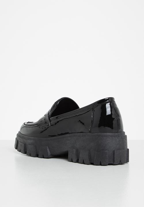 Jada - Chunky patent penny loafer - black