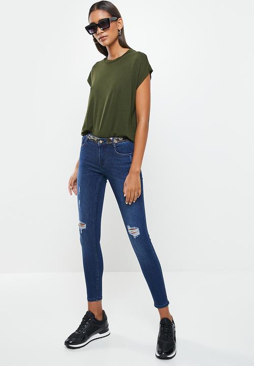SISSY BOY - Jon jon skinny with contrast waistband - dark vintage