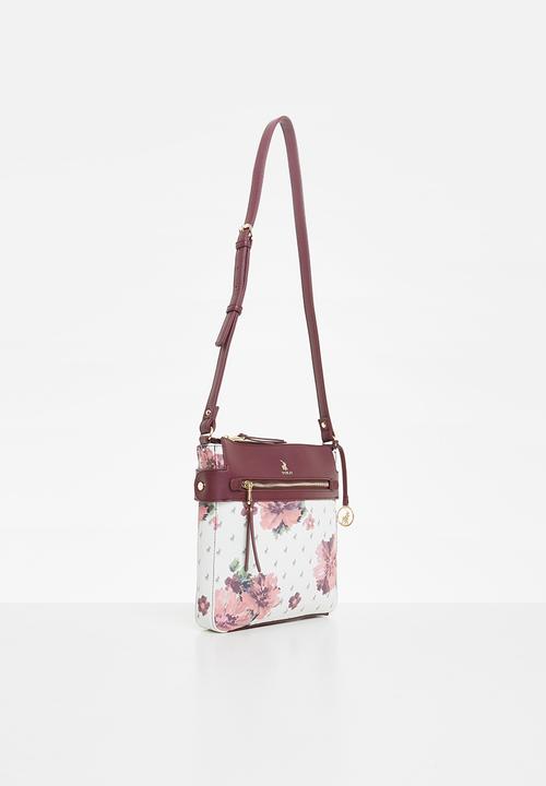 POLO - Floral  crossbody bag - berry