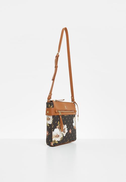 POLO - Floral  crossbody bag - brown