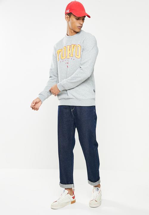 Only & Sons - Onstokyo reg print crew neck - grey