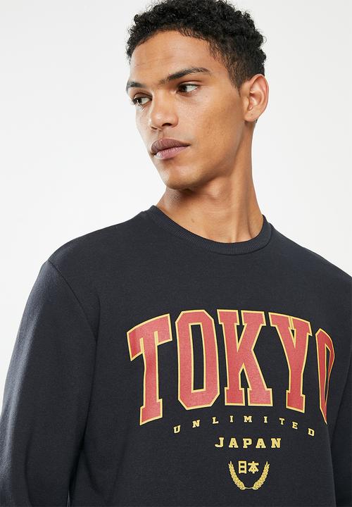 Only & Sons - Onstokyo reg print crew neck - navy