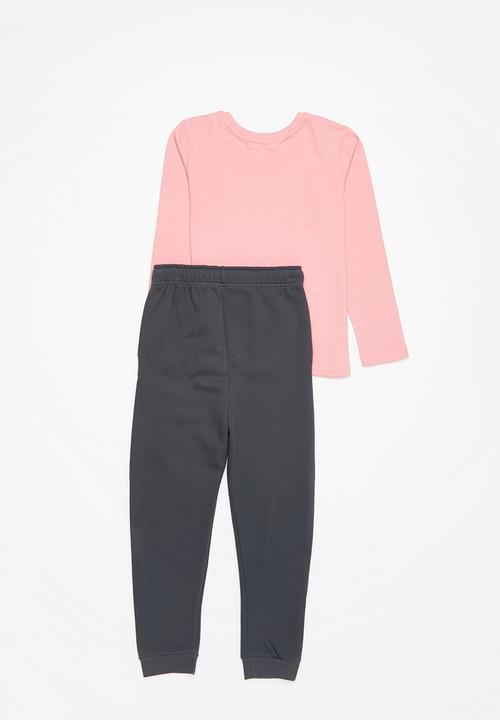 Superbalist Kids - Boys tee & jogger set - dusty pink & charcoal