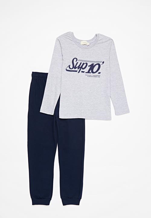 Superbalist Kids - Boys tee & jogger set - grey & navy