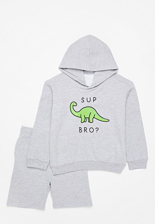 Pop Candy - Graphic hoodie & short set - grey 