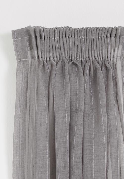 Sixth Floor - Taped striped frosted voile café curtain - grey