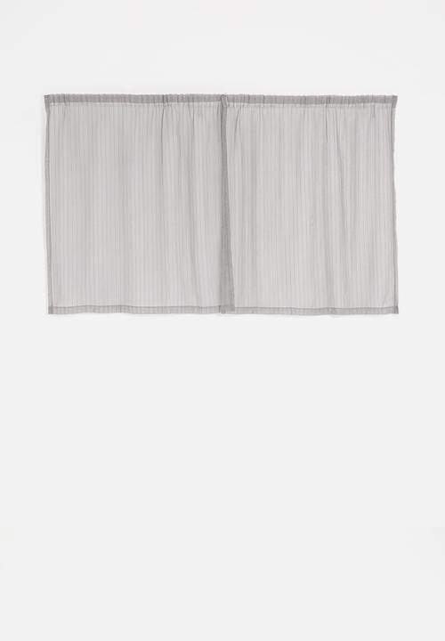 Sixth Floor - Taped striped frosted voile café curtain - grey