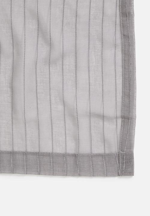 Sixth Floor - Taped striped frosted voile café curtain - grey