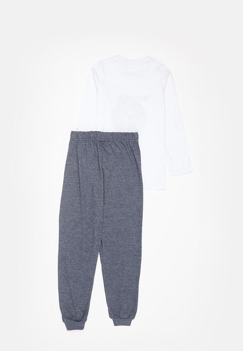 Rebel Republic - Boys top & pants pj set - white & navy
