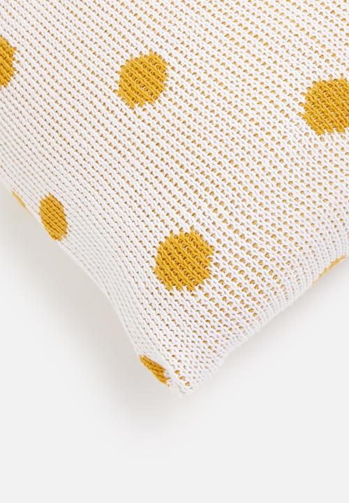 Sixth Floor - Lotty knit cushion cover - white & mustard