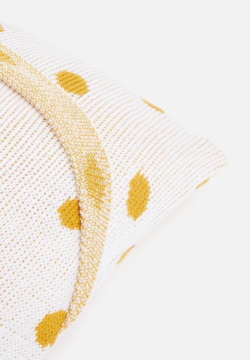 Sixth Floor - Lotty knit cushion cover - white & mustard