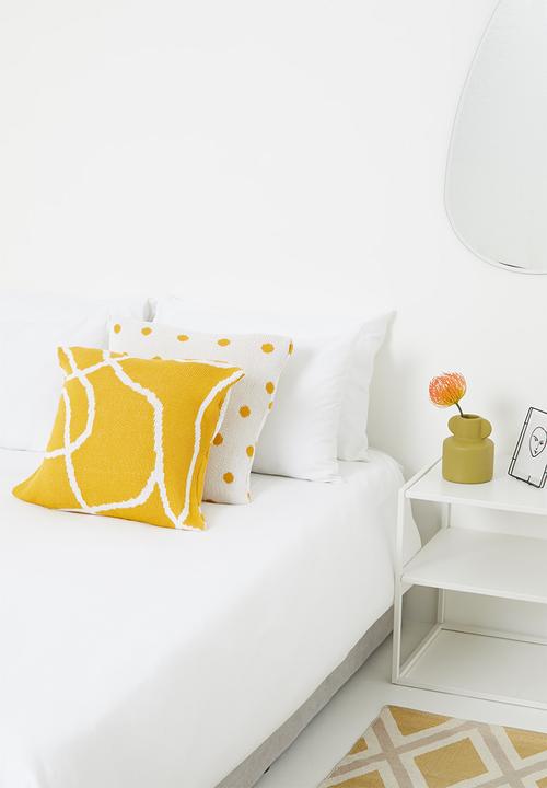Sixth Floor - Lotty knit cushion cover - white & mustard