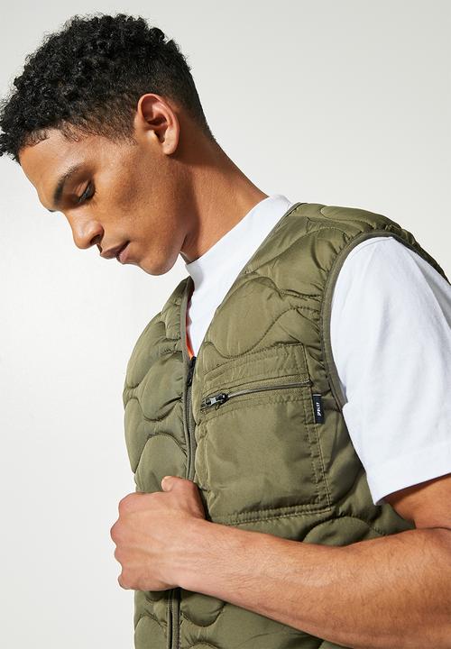Superbalist - Rowley quilted utility vest - khaki green