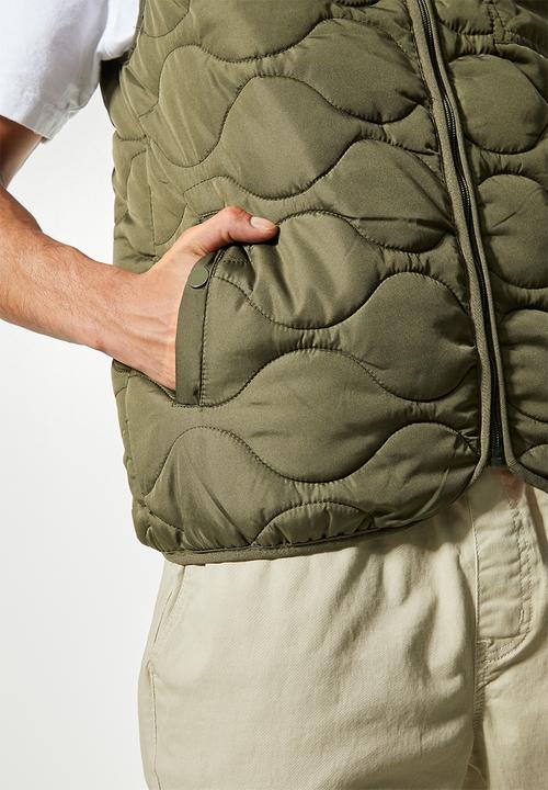 Superbalist - Rowley quilted utility vest - khaki green