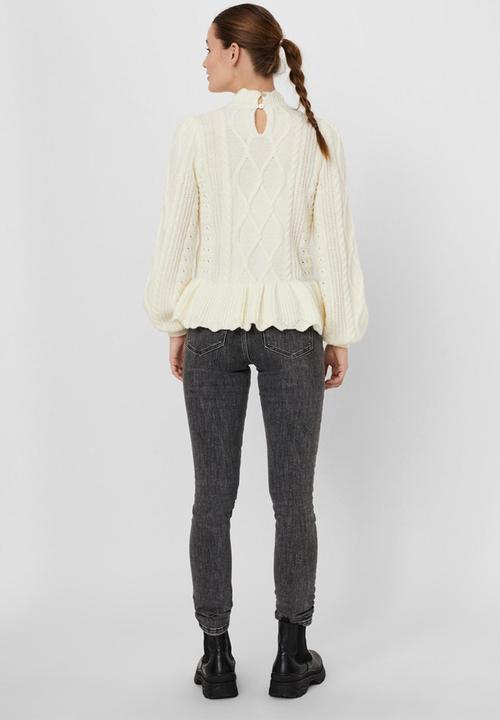 Vero Moda - Duda long sleeve peplum blouse - birch