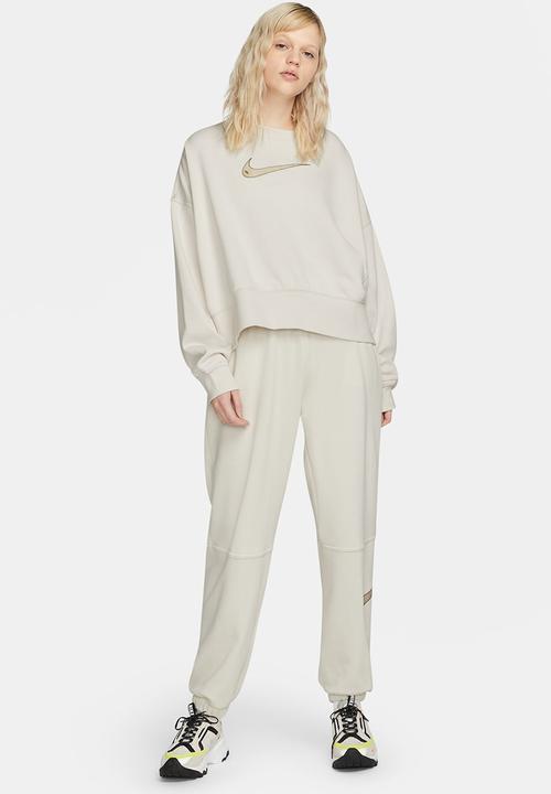 Nike - Nsw swsh flc crew md crp - phantom, black & sanddrift