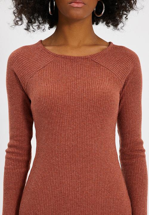 Trendyol - Bodycon knitwear knitted dress - brick