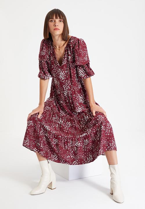 Trendyol - Ruffle v-neck dress  - multi