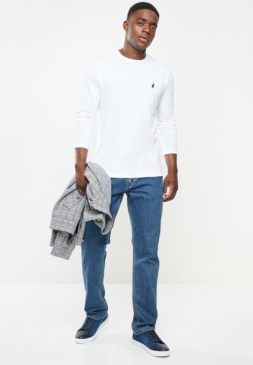 POLO - Men plain long sleeve tee - white