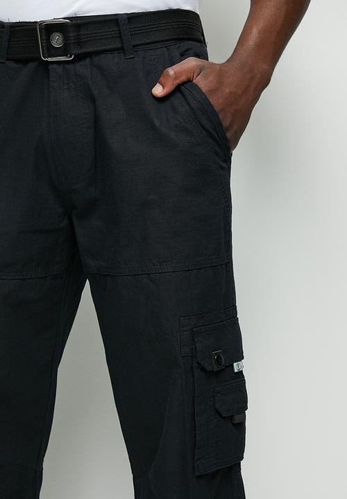 Lark & Crosse - Patric belted cargo pants - black