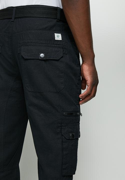 Lark & Crosse - Patric belted cargo pants - black