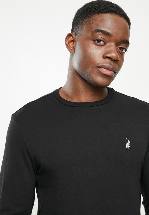 POLO - Men plain long sleeve tee - black