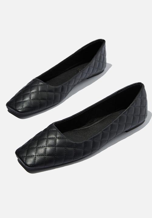 Cotton On - Square toe ballet - black quilted pu